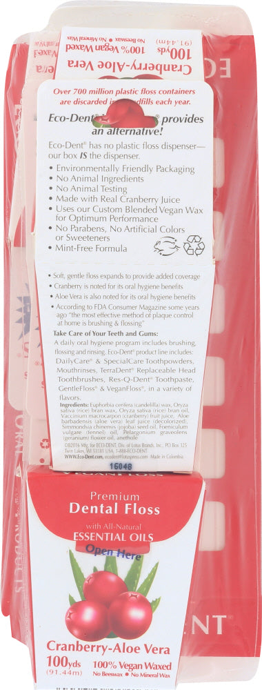 ECO DENT: Vegan Floss Aloe Cranberry, 100 yd
