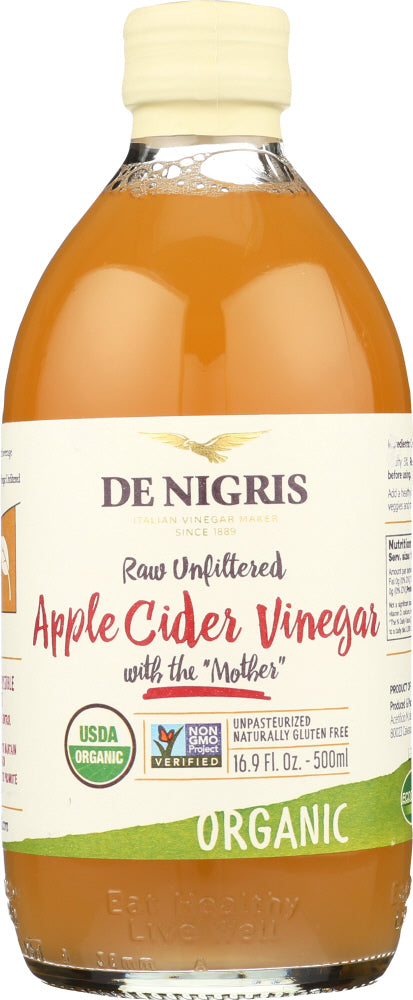 DE NIGRIS: Organic Apple Cider Vinegar Raw Unfiltered, 16.9 oz