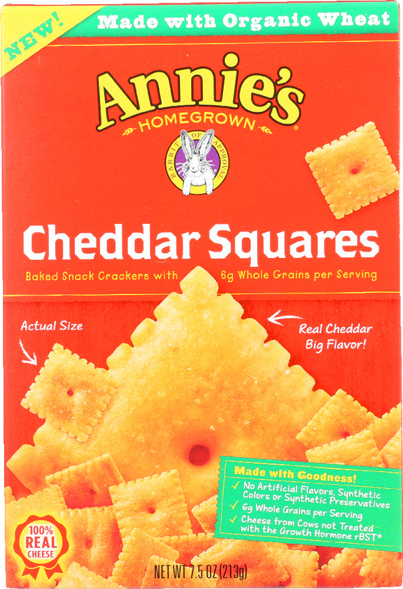 ANNIE'S HOMEGROWN: Cheddar Squares, 7.5 oz