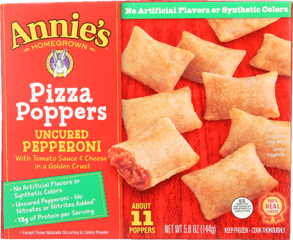 ANNIE'S HOMEGROWN: Uncured Pepperoni Pizza Poppers, 5 oz