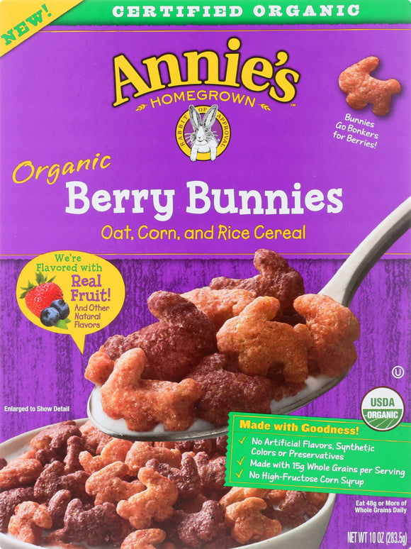 ANNIES HOMEGROWN: Organic Berry Bunnies Cereal, 10 oz