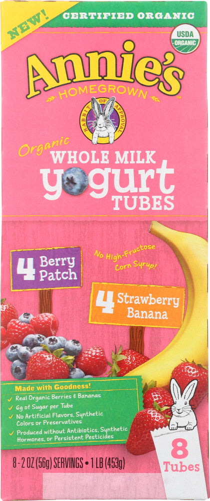 ANNIES HOMEGROWN: Organic Whole Milk Yogurt Tubes, 16 oz