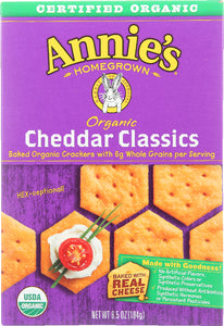 ANNIE'S HOMEGROWN: Organic Baked Crackers Cheddar Classics, 6.5 oz