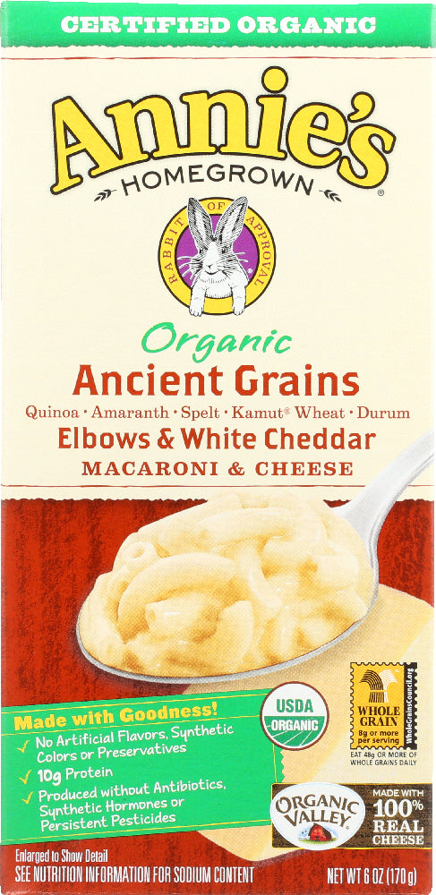 ANNIES HOMEGROWN: Organic Ancient Grains Elbows & White Cheddar Macaroni & Cheese, 6 oz