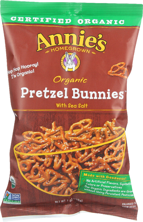 ANNIE'S HOMEGROWN: Organic Pretzel Bunnies with Sea Salt, 7 oz