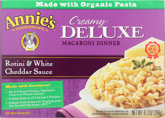 ANNIE'S HOMEGROWN: Deluxe Rotini and White Cheddar Sauce, 9.3 Oz