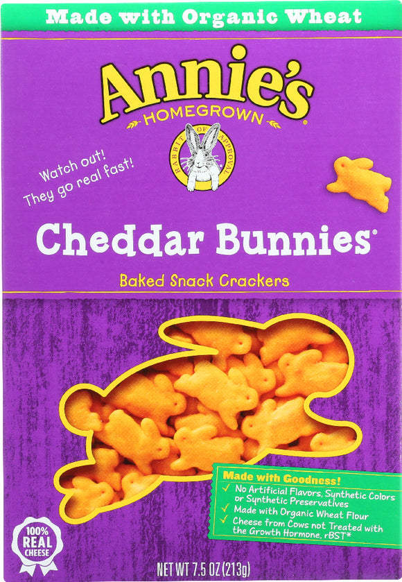 ANNIE'S HOMEGROWN: Cheddar Bunnies Baked Snack Crackers Original, 7.5 Oz