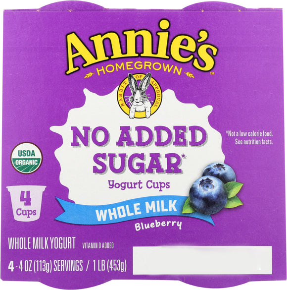 ANNIES HOMEGROWN: Yogurt Blueberry Whole Milk, 16 oz