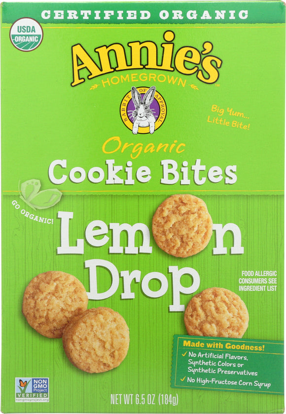 ANNIES HOMEGROWN: Organic Cookie Bites Lemon Drop, 6.5 oz