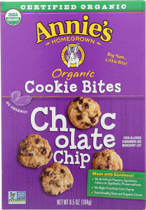 ANNIES HOMEGROWN: Organic Cookie Bites Chocolate Chips, 6.5 oz