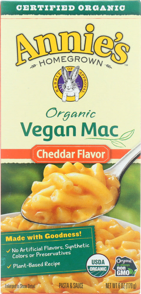 ANNIES HOMEGROWN: Organic Vegan Mac Cheddar Flavor, 6 oz