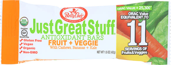 BETTY LOUS: Energy Bar Fruit & Veggie, 1.25