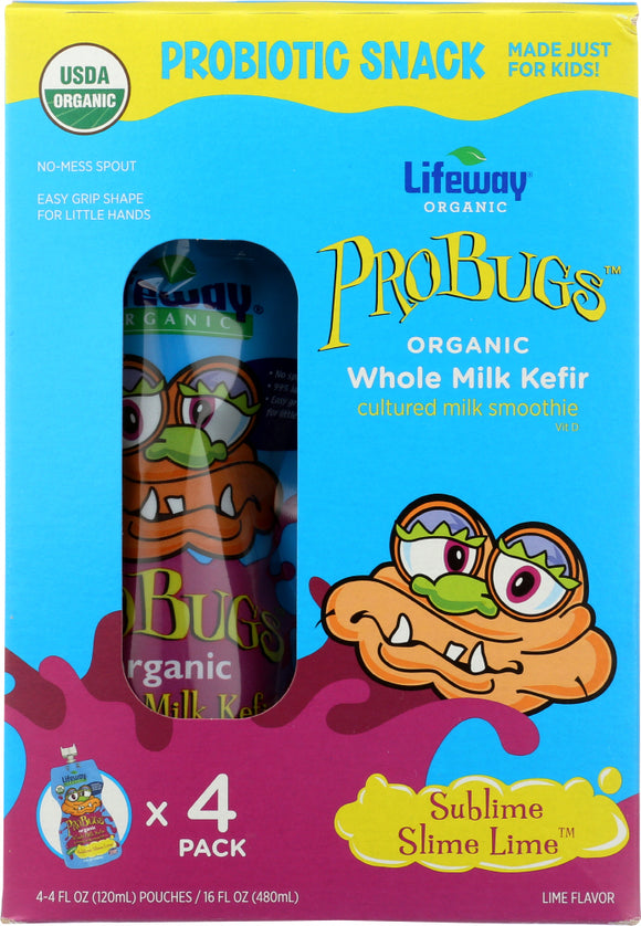 LIFEWAY: Probug Whole Milk Kefir Sublime Slime Lime 4 Pack, 16 oz