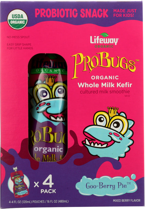 LIFEWAY: ProBugs Goo Berry Pie Whole Milk Kefir Pack of 4, 16 oz