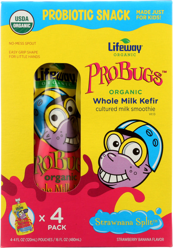 LIFEWAY: Kefir Frozen ProBugs Strawnana Split 4 Pack, 16 oz