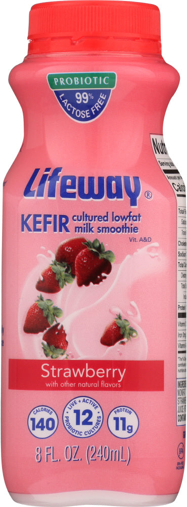 LIFEWAY: Kefir Low Fat Strawberry, 8 oz