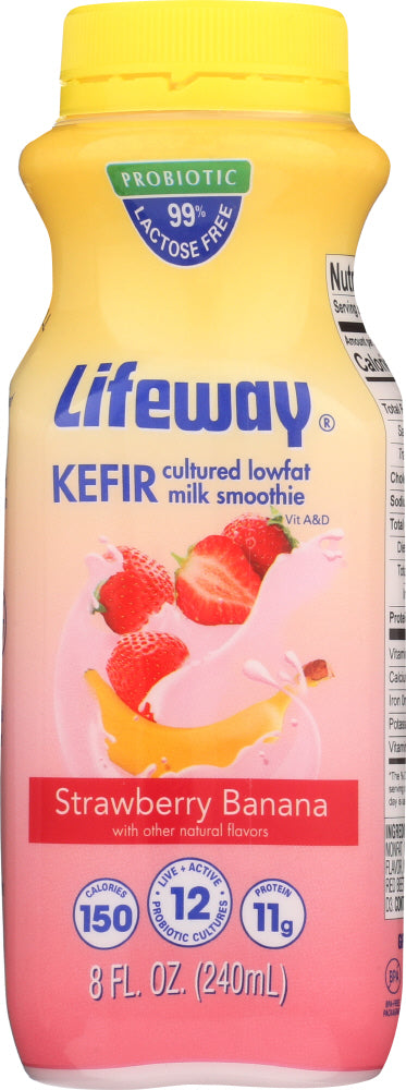 LIFEWAY: Low Fat Banana Strawberry Kefir, 8 oz