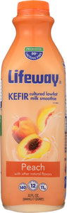 LIFEWAY: Kefir Peach Cultured Lowfat Milk Smoothie, 32 oz