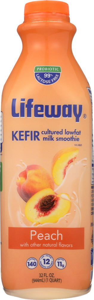 LIFEWAY: Kefir Peach Cultured Lowfat Milk Smoothie, 32 oz