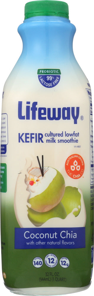 LIFEWAY: Kefir Low Fat Cultured Milk Smoothie Coconut Chia, 32 oz