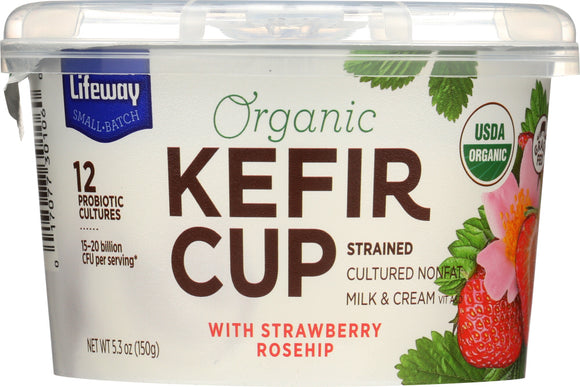 LIFEWAY: Organic Kefir Cup with Strawberry Rosehip, 5.3 oz