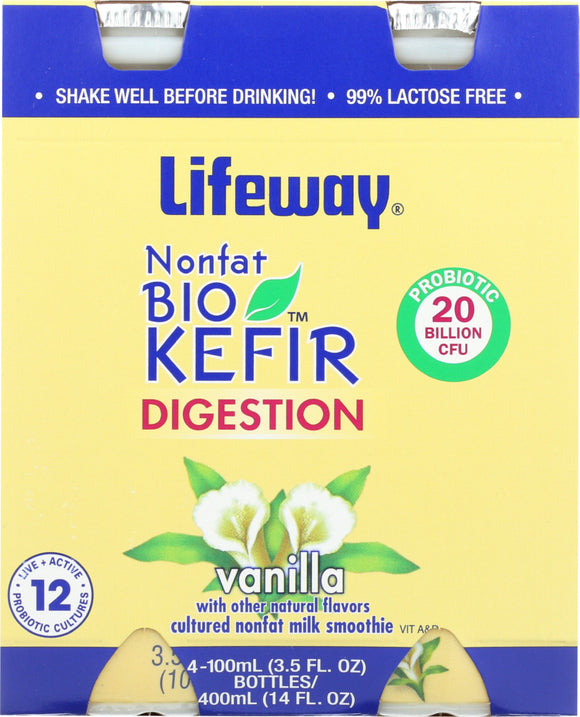 LIFEWAY: BioKefir Digestion Nonfat Vanilla 4 pack, 14 oz