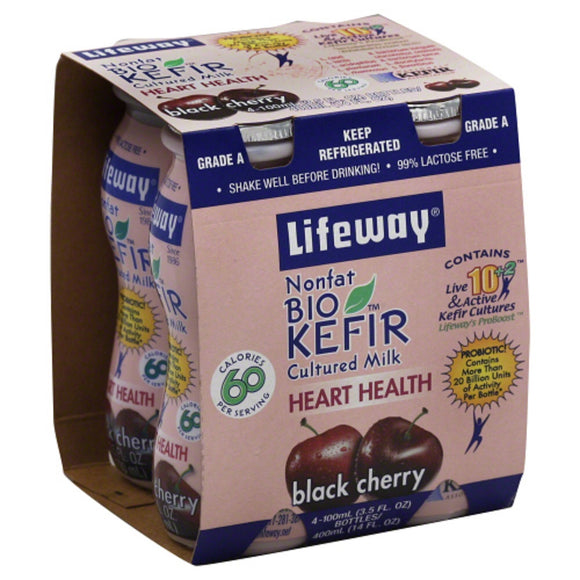 LIFEWAY: BioKefir Heart Health Nonfat Black Cherry 4 pack, 14 oz