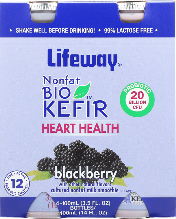 LIFEWAY: BioKefir Heart Health Nonfat Blackberry 4 Pack, 14 oz