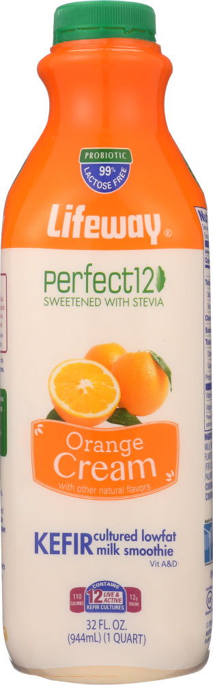 LIFEWAY: Kefir Perfect 12 Cultured Lowfat Milk Smoothie Orange Cream, 32 oz