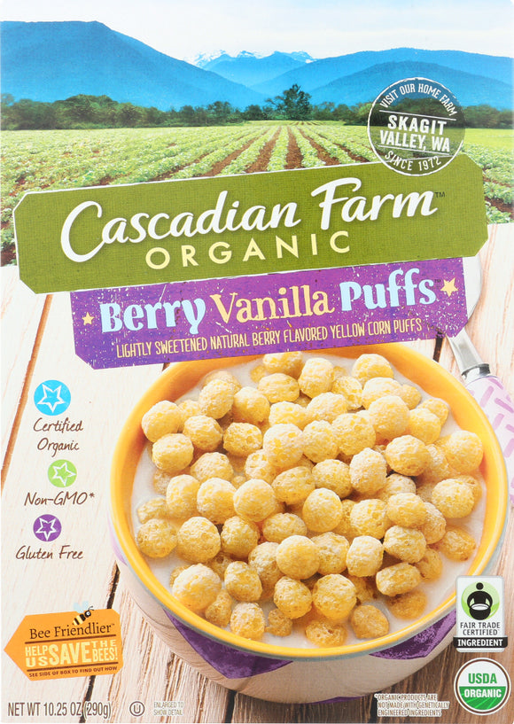 CASCADIAN FARM: Berry Vanilla Puffs Cereal, 10.25 oz
