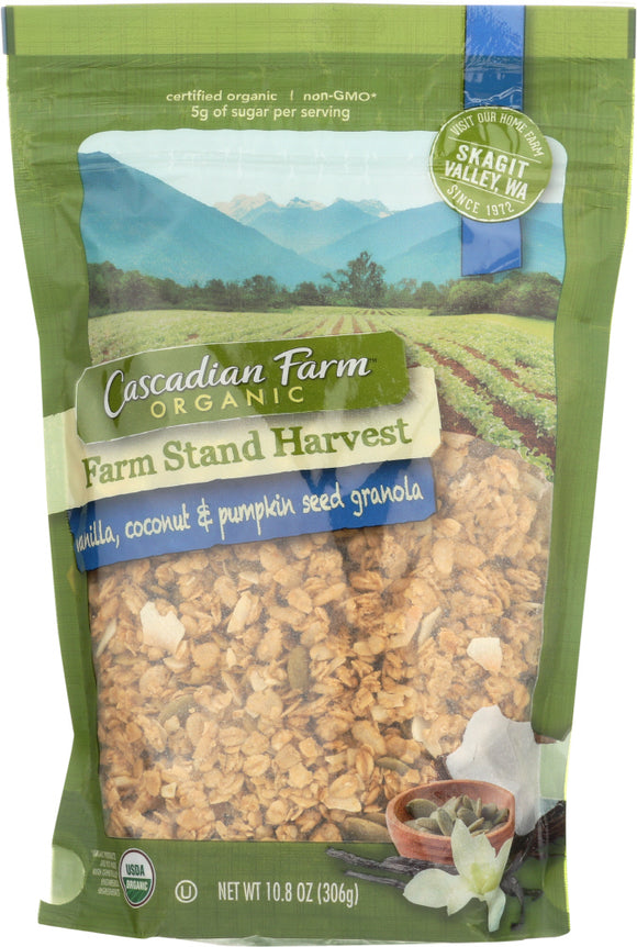 CASCADIAN FARM: Farm Stand Harvest Vanilla, Coconut & Pumpkin Seed Granola, 10.8 oz