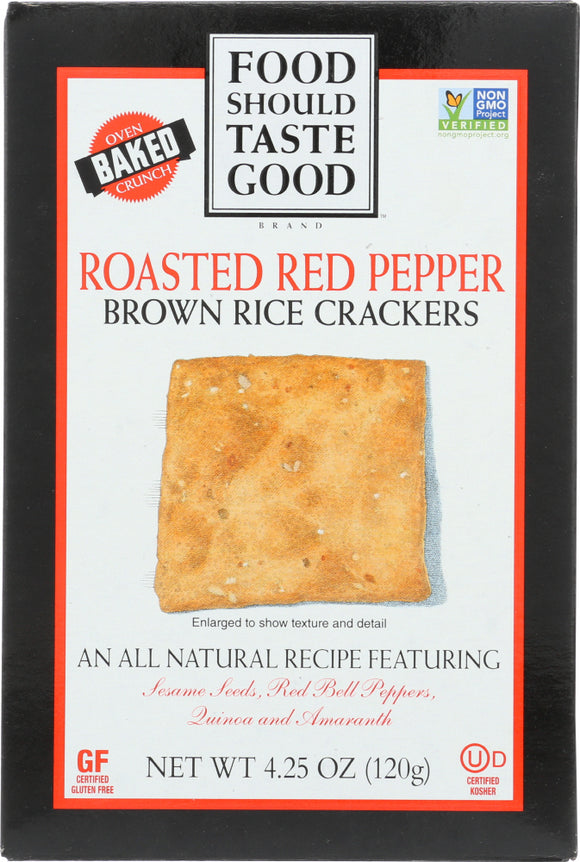 FOOD SHOULD TASTE GOOD: Brown Rice Crackers Roasted Red Pepper, 4.25 oz