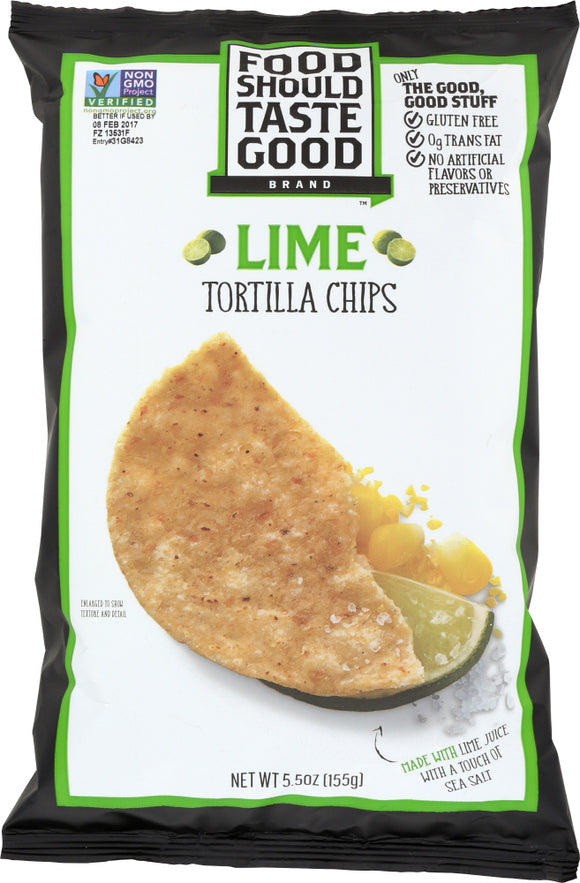 FOOD SHOULD TASTE GOOD: Tortilla Chips Gluten Free Lime, 5.5 oz