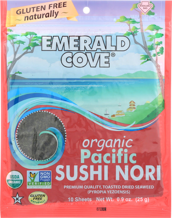 EMERALD COVE: Organic Pacific Sushi Nori 10 Sheets, 0.9 oz