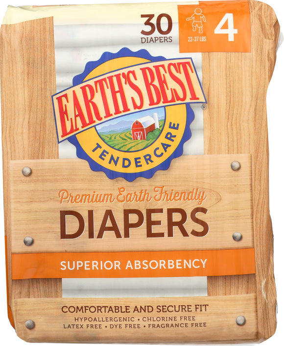 EARTH'S BEST: Premium Earth Friendly Diapers Size 4, 30 pc