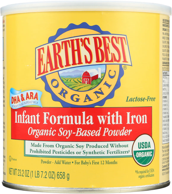 EARTH'S BEST: Organic Soy Infant Formula with Iron, 23.2 oz