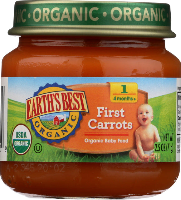 EARTH'S BEST: Organic Baby Food Stage 1 First Carrots, 2.5 oz