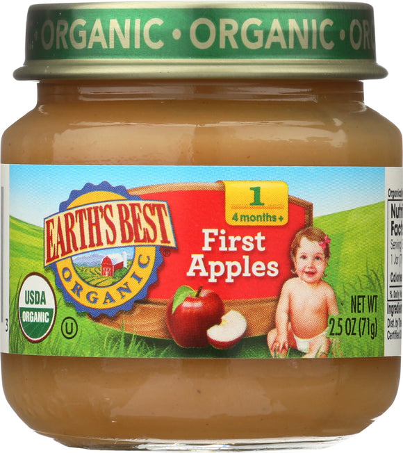 EARTH'S BEST: Organic Baby Food Stage 1 First Apples, 2.5 oz