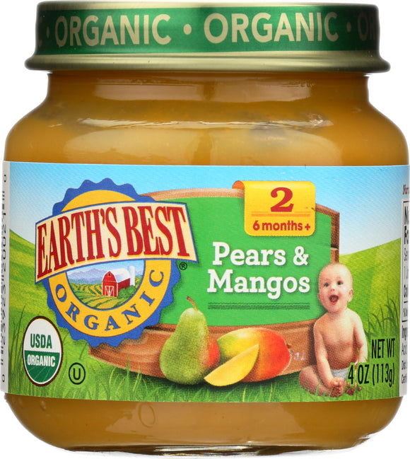 EARTH'S BEST: Organic Baby Food Stage 2 Pears and Mangos, 4 oz