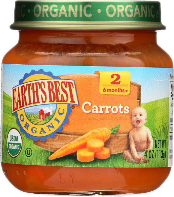 EARTH'S BEST: Organic Baby Food Stage 2 Carrots, 4 oz