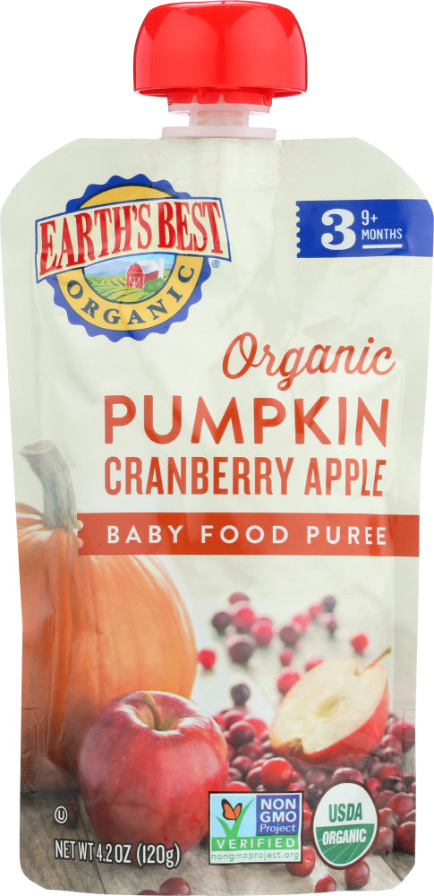 EARTH'S BEST:  Organic Baby Food Stage 3 Pumpkin Cranberry Apple, 4.2 Oz