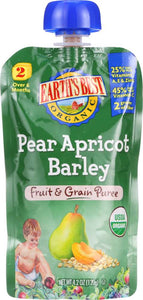 EARTHS BEST: Baby Food Pear Apricot Barley Fruit & Grain Puree, 4.2 Oz