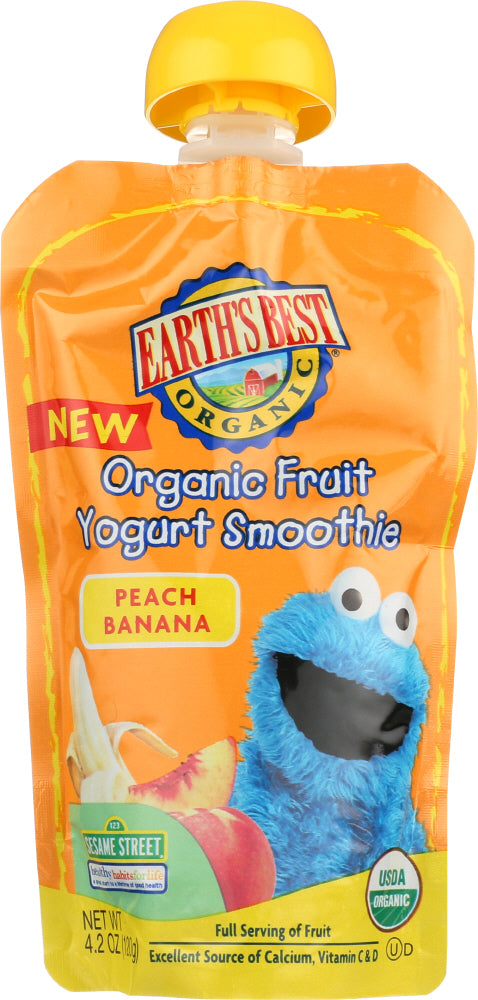 EARTH'S BEST: Organic Fruit Yogurt Smoothie Peach Banana, 4.2 oz