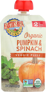 EARTHS BEST: Organic Baby Food Puree Pumpkin & Spinach, 3.5 Oz