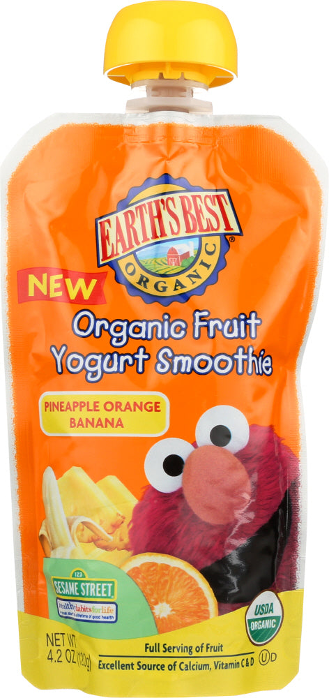 EARTHS BEST: Organic Fruit Yogurt Smoothie Pineapple Orange Banana, 4.2 Oz