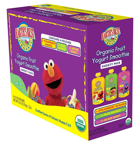 EARTHS BEST: Smoothie Sesame Street Six 4.2 oz Pouches, 25.3 oz