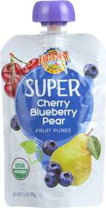 EARTHS BEST: Super Cherry Blueberry Pear Fruit Puree, 3.5 oz