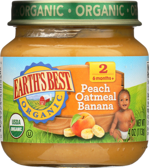 EARTH'S BEST: Organic Baby Food Stage 2 Peach Oatmeal Banana, 4 oz