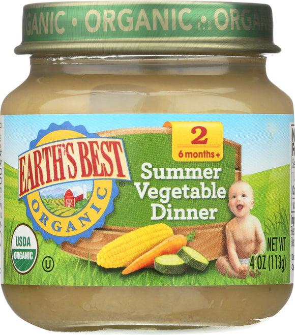 EARTH'S BEST: Organic Baby Food Stage 2 Summer Vegetable Dinner, 4 oz