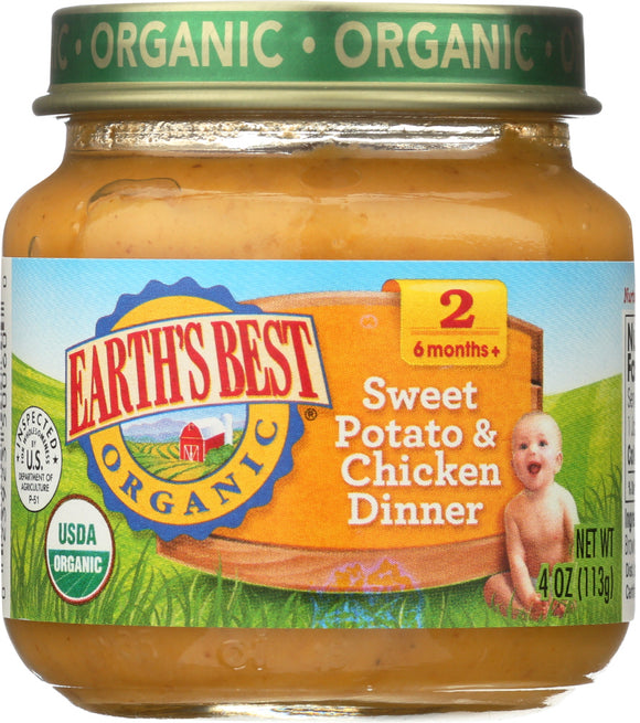 EARTH'S BEST: Organic Baby Food Stage 2 Sweet Potato & Chicken Dinner, 4 oz